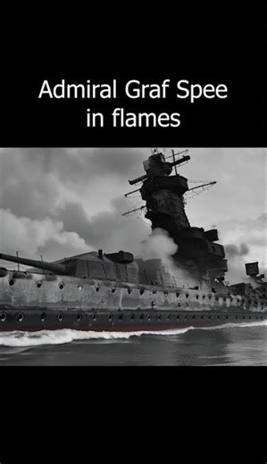German Battleship Admiral Graf Spee in flames #sea #battleship #legendary #ww2 #history#shorts
