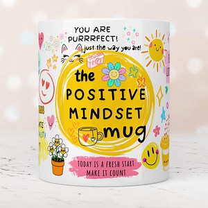 The Positive Mindset Mug Wrap, 11oz & 15oz Mug Template, Morning Mindset Mug, Gratitude Coffee Cup Mug Wrap PNG Files Digital Download - Etsy