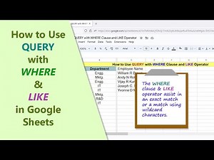 Google Sheets | QUERY | Function | WHERE | LIKE | Wildcard | Match | Example | Spreadsheet Tutorial