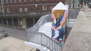 Interactive mural brightens up Old City stairwell
