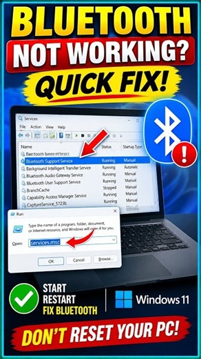 Bluetooth Not Working on Windows 11? 🔵 Try This Quick Fix! #BluetoothFix #BluetoothNotWorking
