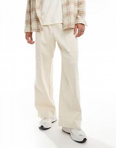 ADPT wide fit pull on cargo pants in off white  | ASOS