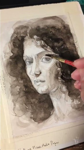 Artwork Process: Young Woman | Acrylic Ink Layering