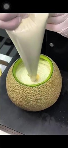 Dessert Melon Viral! Krim Lumer di Dalam Melon Utuh – Satisfying & Super Fresh! #shorts #tutorial
