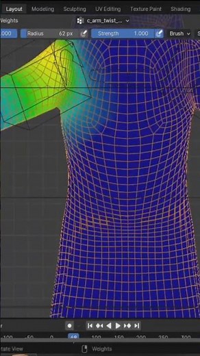 Fixing Weight Paint Issues in Blender – Smooth Character Rigging #blender#shortvideo