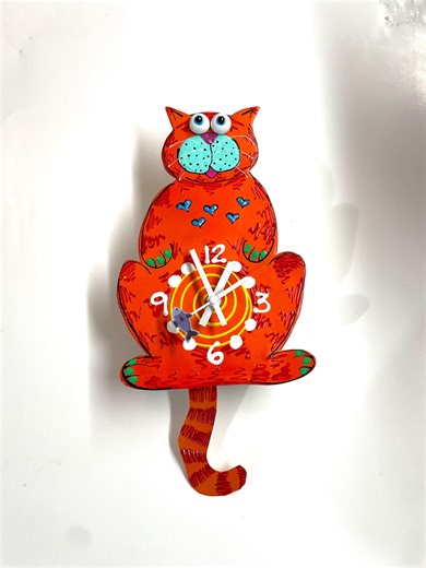 Cat Pendulum Wall Clock With Swinging Tail Cat Lover Gift KITTY-CAT Clock,gift for Her Animal Clock Gift for Cat Lovers Kids Clock - Etsy