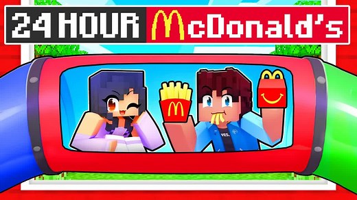 【Aphmau】24小时通宵麦当劳在Minecraft!--模组生存建筑