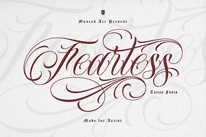 Fearless | Tattoo Font, a Script Font by Muntab_Art