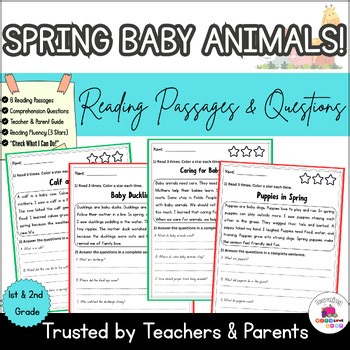 Spring Baby Animals Reading Passages | 1st & 2nd Grade Reading Comprehension