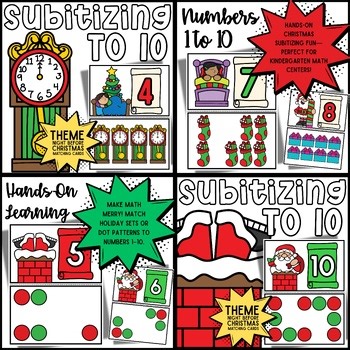 Kindergarten | Subitizing to 10 | Matching Cards | Night Before Christmas Theme