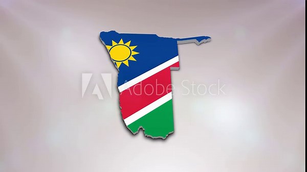 Namibia Flag on its Country Map, 3D Map Flag Opener Suitable for Politics, Elections, Travel, News and Sports Events and Presentations