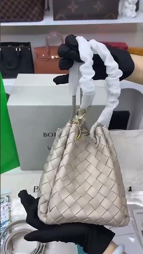 Bottega Veneta Small Parachute Fondant Intrecciato woven leather shoulder bag.