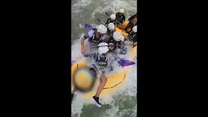 Hilarious white water rafting course sees guests topple into rapids