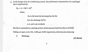 a) In the design of an air conditioning system, the performance... | Filo