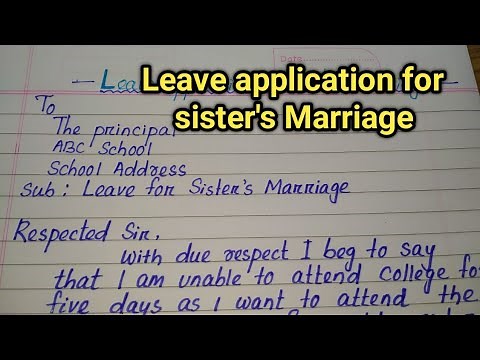 Leave application for sister's Marriage ceremony |write an application to your principal for leave