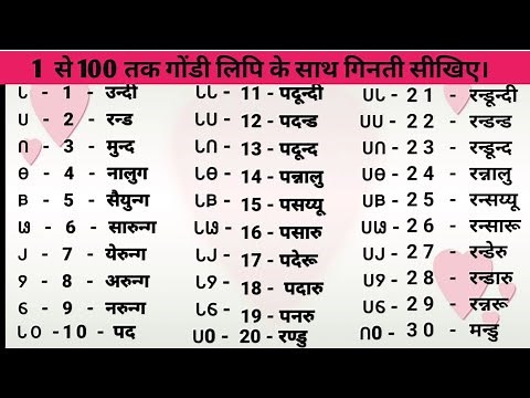 Gondi Numbers 1 to 100 | गोंडी संख्या 1 से 100 तक सीखें | गोंडी अंक 1 से 100 तक