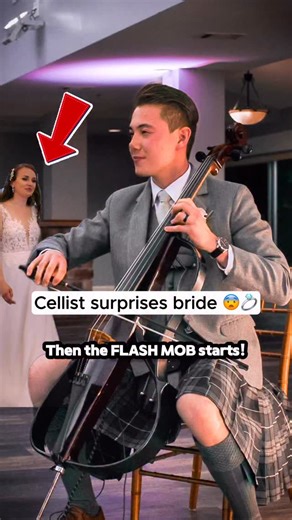 She had NO IDEA 😱 Cellist surprises the bride with a Taylor Swift song… and starts a FLASH MOB dance 🎻💃 Do you think she likes it? . 🎥: @intentional_visuals #cello #music #proposal #weddingmusic #taylorswift #bride | Eyeglasses - String Music