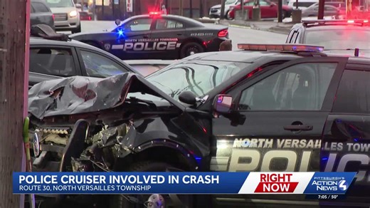Police: 3 hurt after vehicle pulls out in front of police cruiser in Allegheny County