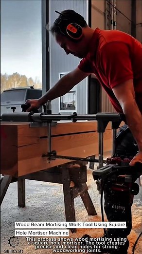Wood Beam Mortising Work Tool Using Square Hole Mortiser Machine #worktool
