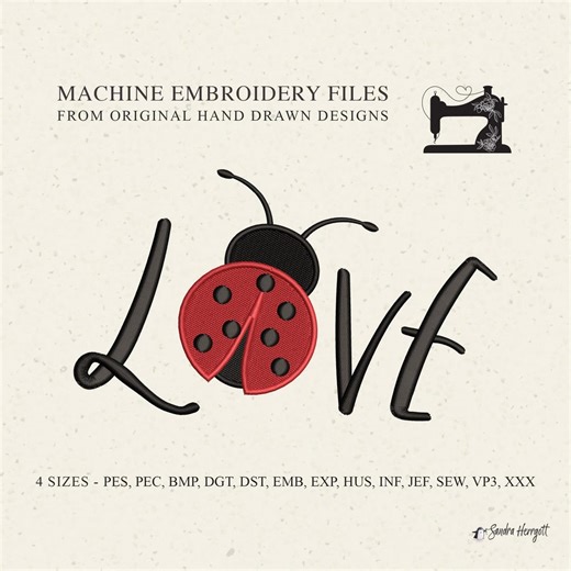 Cute Love Ladybug Machine Embroidery Design Pattern File, Sweet Ladybird Quote Kid Child Baby Nursery Birthday Valentine Wedding Engagement - Etsy