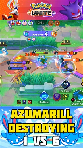 Azumarill DESTROYING Enemies in Master Rank!!! 🔥 #pokemonunite #azumarill #shorts