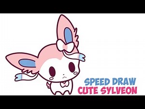 Speed Drawing Cute Sylveon Step by Step Easy from Pokemon (Kawaii, Chibi, Baby) for Kids