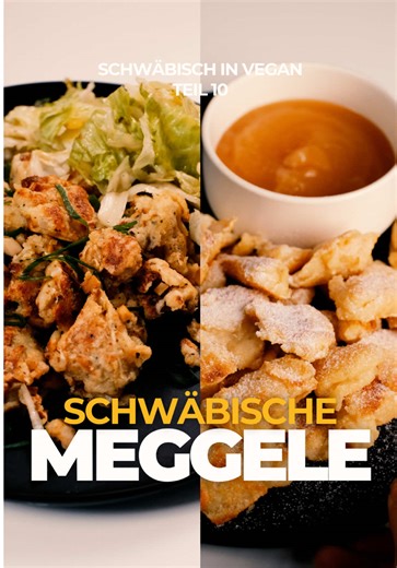 chwäbische Meggele 😍⬇️ Ein Grundteig und wir könnten uns nicht entscheiden, ob wirs süß oder herzhaft mehr mögen. Wie sieht’s bei dir aus?🤔 Welcome Back zu unserer schwäbischen Rezept-Serie, in der wir euch schwäbische Klassiker zeigen, ganz ohne Eier, Fleisch, Butter oder Käse! Wir sind überzeugt, dass man vegan auf nichts verzichten muss und wenn man glaubt äbbes geht nich in vegan, dann ischs die schwäbische Küche. ✅ Also folg rein, um keine Rezepte mehr zu verpassen! Zutaten (für 3–4 Porti