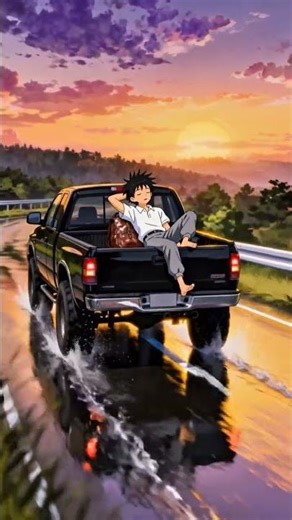 Peaceful Anime Sunset Truck Drive 🌅🛻 | Relaxing Cinematic Vibes