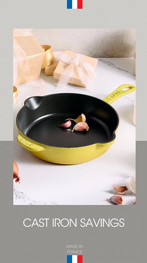 Staub USA on Instagram: "Go ahead, let this cast iron pan soak in your sink overnight, it will never rust. Find these 8.5-inch fry pans starting at only $99.99 in our shop for a limited time. #madeinstaub #staub #cookware #foodie #foodiegifts #kitchenessentials #castiron #dutchoven #comfortfood #cooking #kitchenware #kitchendeals"