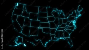 Animated Outline Map of United States of America with States