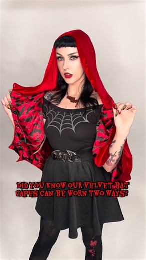 One cape , 2 different looks 🦇🖤 Whats your color? Devilish red or classic black bat? Models: @brittbrutal @destinee.deville #kreepsville #gothstyle #spookyseason #everydayishalloween #batwingcape #spookystyle #altfashion #creepycute #shopspooky #gothiccape #spookygirl #halloweenqueen #gothcape | Kreepsville 666