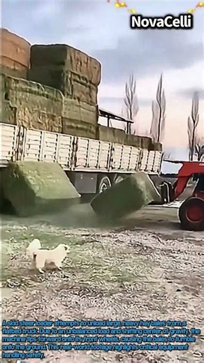Skid Steer Tipping Over During Hay Unloading #worker #process #heavyequipment #fail #agriculture