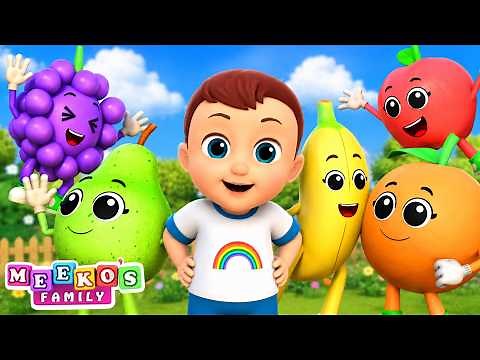 Five Cute Fruits Jumping On The Bed🍌🍎Nursery Rhymes And Kids Songs | Meeko's Family