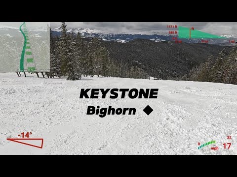 Keystone Ski Resort - Bighorn - Black Diamond Ski Trail (with slope metrics) #skiing #keystone