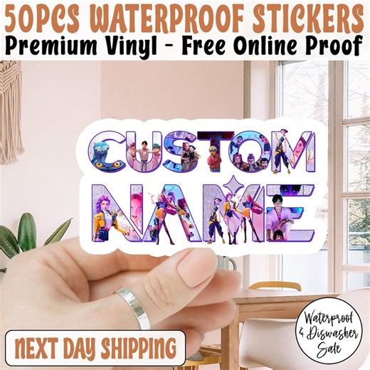 Custom Huntrix Birthday Sticker, Personalized Kpop Demon Hunter Sticker, Birthday Girl Gift, Custom Name Huntrix Birthday Sticker - Etsy