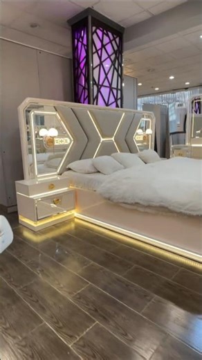 Luxury Bedroom Set Design 😍 | LED Bed + Dressing Table + Wardrobe #shorts