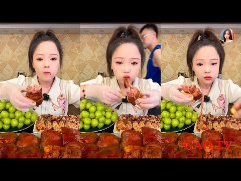 【XIAOYU GAOTV】대창 동파육 새우 족발 중국 먹방 샤오위 실시간라이브편집。EATING SHOW。N01。140822。1