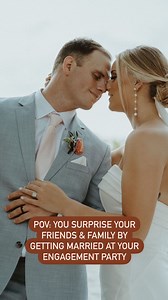 Surprise! 😮 This couple surprised their friends and family by getting married at their engagement party!! And it was the most stunning backyard wedding ❤️ We just love a surprise wedding! Perfect for the couple who doesn’t want a long engagement or perhaps thinks wedding planning will be too stressful for them….would you do this?? 👉🏼 Tap to congratulate the couple tag a friend who would love this idea! Reel photos thanks to @ruzincweddings | bride: @chanzleemcochran #surprisewedding #weddingd