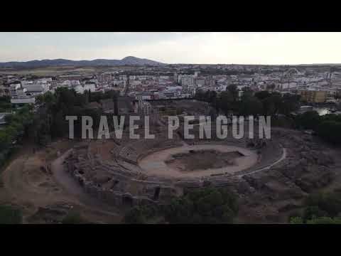 Spain 🇪🇸 Mérida, Roman Theatre and Amphitheater [4K] Drone Stock Footage 2
