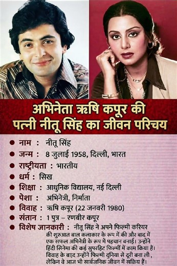 अभिनेता ऋषि कपूर की पत्नी नीतू कपूर का जीवन परिचय ❗ biography of Neetu#ytshorts #gk#ias
