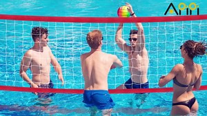 Durable PE Pool Volleyball Net Replacement - Adjustable 15-21.6Ft Width, 3Ft Height (Net Only)