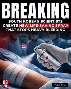 BREAKING: South Korean scientists have developed a groundbreaking medical spray that can stop severe bleeding in seconds, offering new hope for trauma and emergency care. Researchers at the Korea Advanced Institute of Science and Technology (KAIST) created a spray-on hemostatic powder that rapidly turns into a gel when it comes into contact with blood. This gel forms a strong protective barrier over the wound, helping to quickly control blood loss — one of the leading causes of preventable death