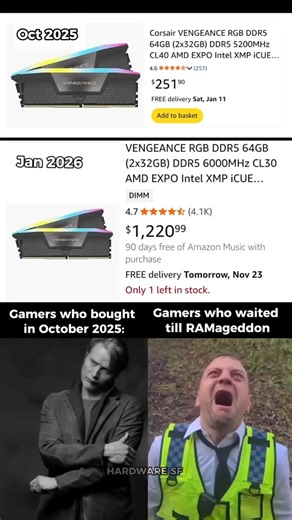 RAM price in 2026 📈 #pcgaming #benchmark #rtx5050 #gtx1080ti #ddr5ram