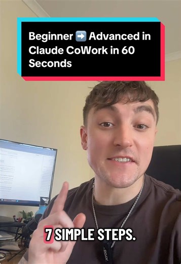 Claude Cowork beginner setup in 60 seconds. If it feels confusing, it’s because you haven’t set this up yet: Add a folder (context) Create your first skill Connect your tools (Notion, Google Drive, APIs) Use plugins Schedule tasks Build live dashboards (Live Artifacts) Use Dispatch from your phone This is how you turn Claude into an AI assistant that actually does work. Comment COWORK and I’ll send the full setup guide. #claude #claudecowork #aiforbeginners #aitips #claudetips