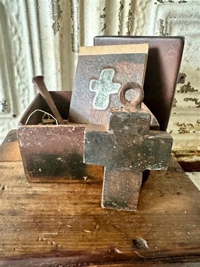 Jan Barboglio Iron Forged Metal Rustic House Blessing Cross With Trinket Box - Etsy