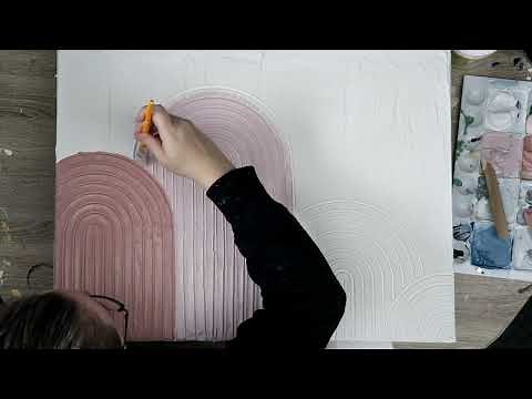 (77) Large Pink and Gold DIY Textured Wall Art