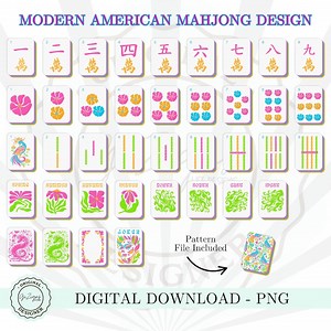 Trendy Mahjong Tile Set PNG Clipart, Pink Blue Mahjong Printable Seamless Pattern Background, Mahj Party Digital Printable Instant Download - Etsy
