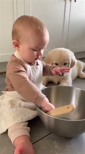 Baby Tries to Cook 😂👶 | Puppy Supervises the Kitchen 🐶🔥