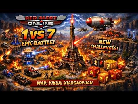1 vs 7 FFA Chaos! Lucky Crates + Paris Tower | Yikuai Xiaogaoyuan Map | Red Alert 2 Online
