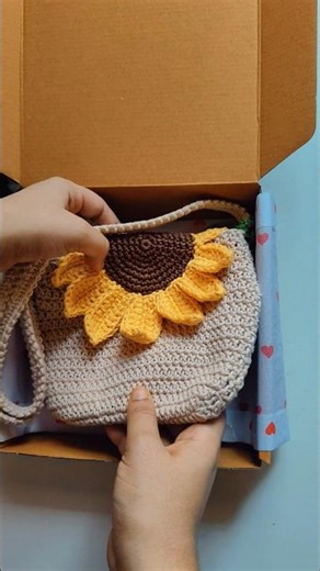 🌻✨ Handmade Crochet Sunflower Sling Bag Packing 👜📦 #crochet #craft #shorts